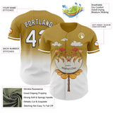 Custom Old Gold White-Black 3D Pattern Design Gradient Mother's Day Flower Authentic Baseball Jersey