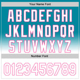 Custom Teal White-Pink 3D Pattern Design Gradient Mother's Day Love And Flower Authentic Baseball Jersey