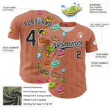 Custom Brown Black-White 3D Pattern Design Foodie Food Dessert Doughnut Authentic Baseball Jersey