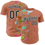 Custom Brown Black-White 3D Pattern Design Foodie Food Dessert Doughnut Authentic Baseball Jersey