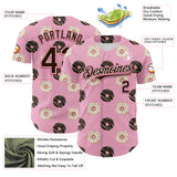 Custom Light Pink Brown-Neon Pink 3D Pattern Design Foodie Food Dessert Doughnut Authentic Baseball Jersey