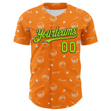 Custom Bay Orange Neon Green-Black 3D Pattern Design Foodie Fast Food Burger Authentic Baseball Jersey