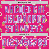 Custom Hot Pink Medium Purple-White 3D Pattern Design Foodie Fast Food Pizza Donut Cola Authentic Baseball Jersey