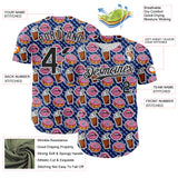 Custom US Navy Blue Black-White 3D Pattern Design Foodie Food Dessert Milkshake Donut Authentic Baseball Jersey