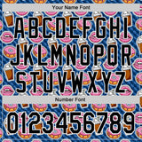 Custom US Navy Blue Black-White 3D Pattern Design Foodie Food Dessert Milkshake Donut Authentic Baseball Jersey