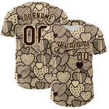 Custom Cream Brown 3D Pattern Design Foodie Food Snack Heart Chocolate Authentic Baseball Jersey
