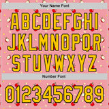 Custom Medium Pink Yellow-Black 3D Pattern Design Foodie Food Fruit Apple Authentic Baseball Jersey