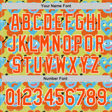 Custom Neon Yellow Orange-White 3D Pattern Design Funny Cartoon Flower And Heart Authentic Baseball Jersey