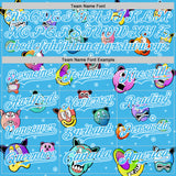 Custom Sky Blue White 3D Pattern Design Funny Cartoon Animal Authentic Baseball Jersey
