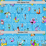 Custom Sky Blue White 3D Pattern Design Funny Cartoon Animal Authentic Baseball Jersey