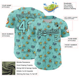 Custom Ice Blue Black 3D Pattern Design Funny Cartoon Monster Authentic Baseball Jersey