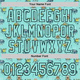 Custom Ice Blue Black 3D Pattern Design Funny Cartoon Monster Authentic Baseball Jersey