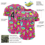 Custom Pink Black-White 3D Pattern Design Funny Cartoon Food Donut And Fruit Banana Authentic Baseball Jersey