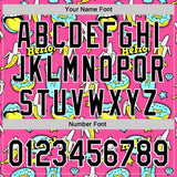 Custom Pink Black-White 3D Pattern Design Funny Cartoon Food Donut And Fruit Banana Authentic Baseball Jersey