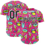 Custom Pink Black-White 3D Pattern Design Funny Cartoon Food Donut And Fruit Banana Authentic Baseball Jersey
