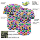 Custom White Black 3D Pattern Design Funny Cartoon Emoji Face Authentic Baseball Jersey