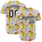 Custom White Black 3D Pattern Design Funny Cartoon Food Dessert Ice Ceam Authentic Baseball Jersey