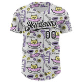 Custom White Black 3D Pattern Design Funny Cartoon Animal Cat And Dog Authentic Baseball Jersey