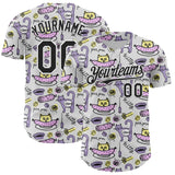 Custom White Black 3D Pattern Design Funny Cartoon Animal Cat And Dog Authentic Baseball Jersey