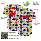 Custom White Fire Red-Black 3D Pattern Design Funny Cartoon Flower Cloud Lightning Authentic Baseball Jersey