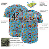 Custom Sky Blue Black-White 3D Pattern Design Funny Cartoon Emoji Authentic Baseball Jersey