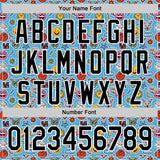 Custom Sky Blue Black-White 3D Pattern Design Funny Cartoon Emoji Authentic Baseball Jersey