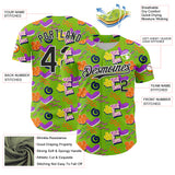 Custom Neon Green Black-White 3D Pattern Design Funny Cartoon Cloud Rain Authentic Baseball Jersey