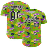 Custom Neon Green Black-White 3D Pattern Design Funny Cartoon Cloud Rain Authentic Baseball Jersey