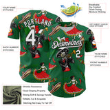 Custom Kelly Green White-Black 3D Mexican Festival Skull Cinco de Mayo Authentic Baseball Jersey
