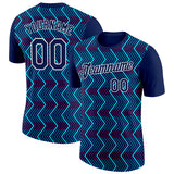 Custom Navy Ice Blue-Red 3D Esports Performance T-Shirt