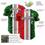 Custom White Red Green-Black 3D Mexico Authentic Baseball Jersey