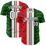 Custom White Red Green-Black 3D Mexico Authentic Baseball Jersey