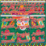 Custom Kelly Green Red-White 3D Mexican Festival Flower Skull With Sombrero Cinco de Mayo Authentic Baseball Jersey