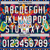 Custom Navy White-Black 3D Mexican Festival Flower Skull With Sombrero Cinco de Mayo Authentic Baseball Jersey