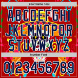 Custom Red Navy-White 3D Mexican Festival Flower And Skull Sombrero Cinco de Mayo Authentic Baseball Jersey