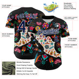 Custom Black Navy-White 3D Mexico Map With Tropical Plant And Animal Authentic Baseball Jersey