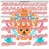 Custom White Red 3D Mexican Festival Flower Skull With Sombrero Cinco de Mayo Authentic Baseball Jersey