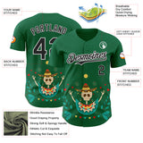 Custom Kelly Green Black-White 3D Mexican Festival Flower Skull With Sombrero Cinco de Mayo Authentic Baseball Jersey