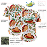 Custom White Kelly Green 3D Mexican Festival Tacos And Sombrero Cinco de Mayo Authentic Baseball Jersey