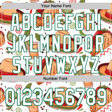 Custom White Kelly Green 3D Mexican Festival Tacos And Sombrero Cinco de Mayo Authentic Baseball Jersey