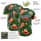 Custom Kelly Green Black-White 3D Mexican Festival Tacos And Sombrero Cinco de Mayo Authentic Baseball Jersey
