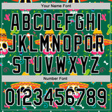 Custom Kelly Green Black-White 3D Mexican Festival Flower Skull With Sombrero Cinco de Mayo Authentic Baseball Jersey