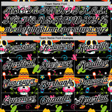 Custom Black White 3D Mexican Festival Flower Skull With Sombrero Cinco de Mayo Authentic Baseball Jersey