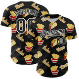 Custom Black White 3D Mexican Festival Nachos And Tacos Cinco de Mayo Authentic Baseball Jersey