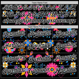 Custom Black White 3D Mexican Festival Flower Cinco de Mayo Authentic Baseball Jersey