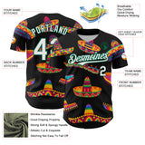 Custom Black White-Kelly Green 3D Mexican Festival Sombrero Cinco de Mayo Authentic Baseball Jersey