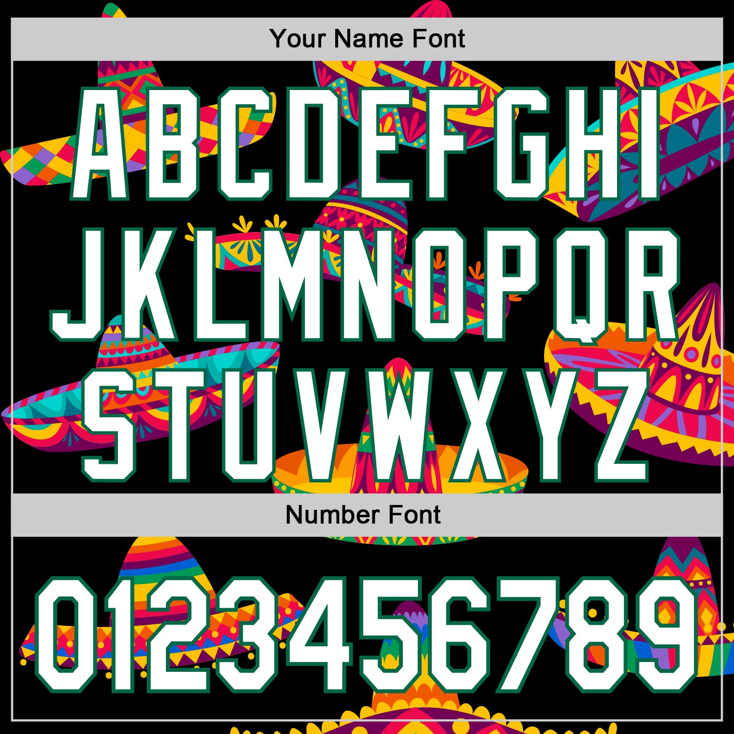 Custom Black White-Kelly Green 3D Mexican Festival Sombrero Cinco de Mayo Authentic Baseball Jersey