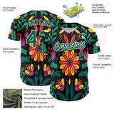 Custom Black Kelly Green-White 3D Mexican Festival Flower Cinco de Mayo Authentic Baseball Jersey
