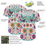 Custom White Kelly Green 3D Mexican Festival Flower Cinco de Mayo Authentic Baseball Jersey