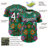 Custom Kelly Green White-Black 3D Mexican Festival Flower Cinco de Mayo Authentic Baseball Jersey